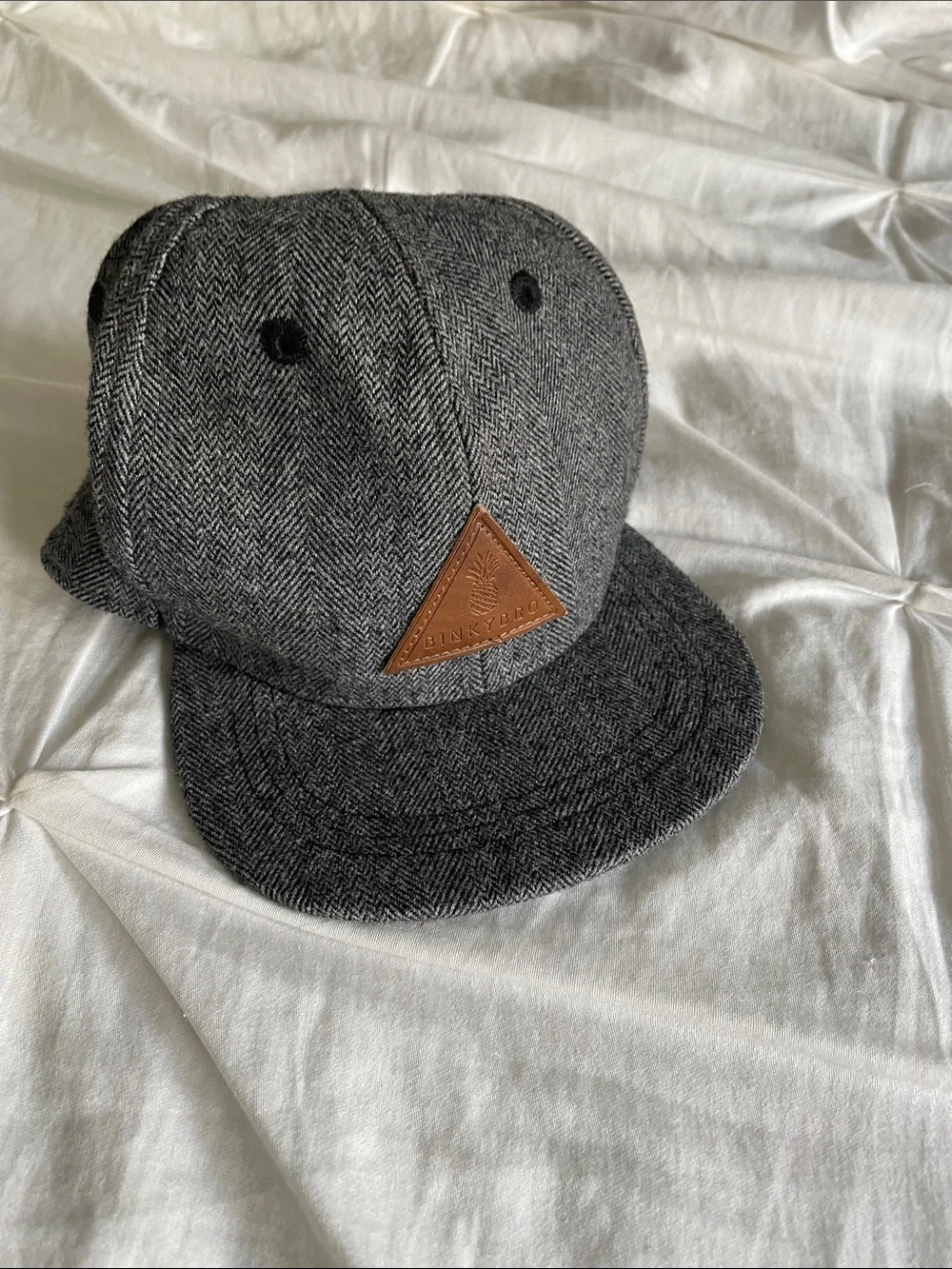 Binky Boo Kids Gray Herringbone Cap with Leather Patch (Toddler size)